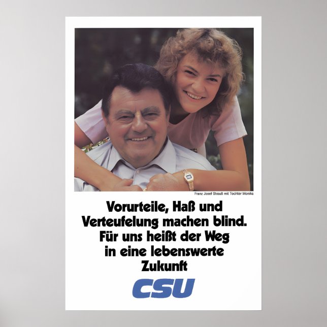 CSU Election Poster Franz Josef Strauss Prejudice (Front)