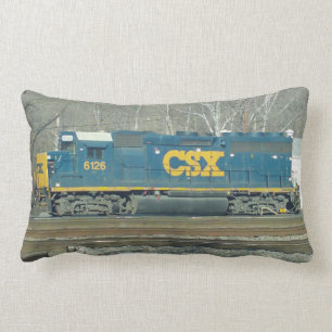 CSX Engine and Crossing Signal Pillow. Lumbar Cushion