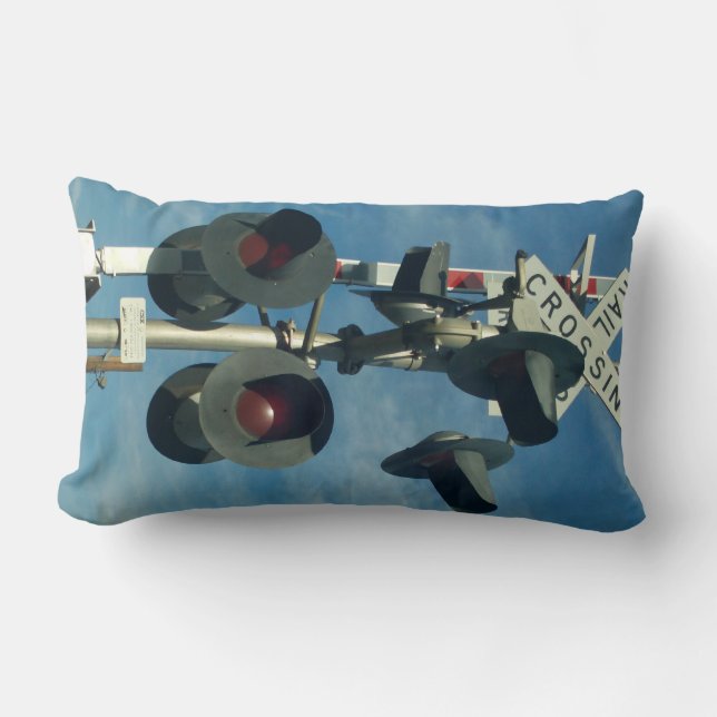 CSX Engine and Crossing Signal Pillow. Lumbar Cushion (Front)