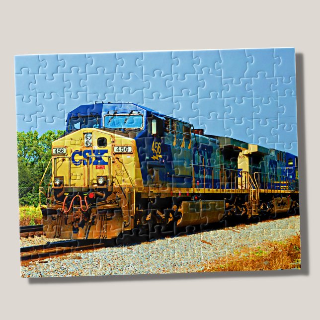 CSX Yellow Blue Diesel Locomotive Railroad Train   Jigsaw Puzzle (Creator Uploaded)