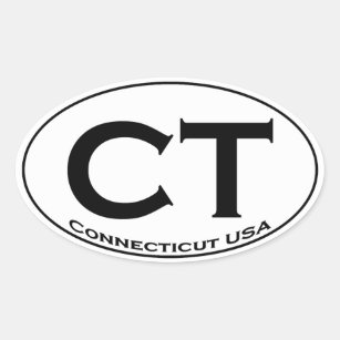CT - Connecticut USA Oval Logo Oval Sticker