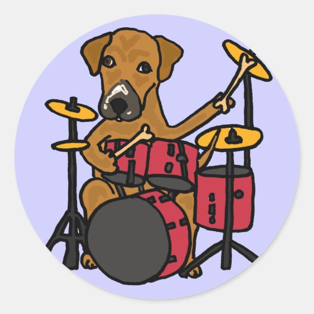 CT- Puppy Dog Playing the Drums Sticker (Front)