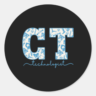 Ct Tech Cat Scan Tech Skeleton Radiology Departmen Classic Round Sticker