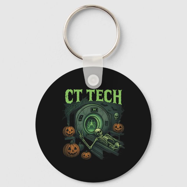 Ct Tech Skeleton Funny Halloween Mri Technician Ra Key Ring (Front)