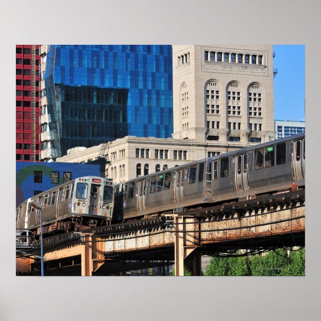 CTA rapid transit Orange Line and Green Line Poster (Front)
