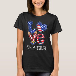 Cte Teacher Love Usa Flag Fireworks Funny 4th Of J T-Shirt