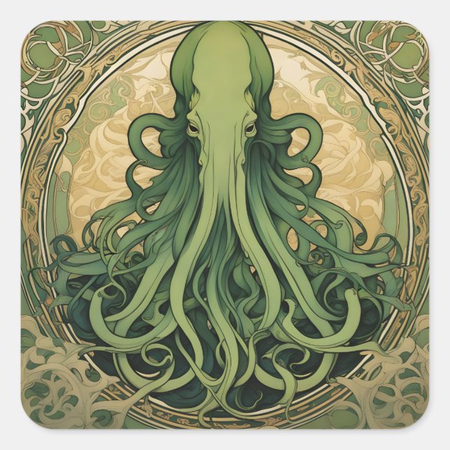 Cthulhu Art Nouveau Square Sticker (Front)