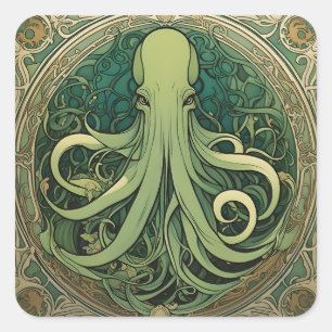 Cthulhu Art Nouveau Square Sticker