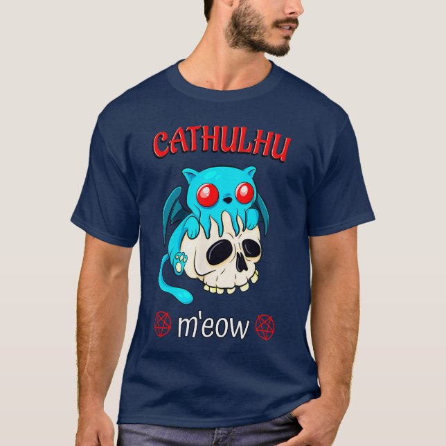 Cthulhu Cat Funny Horror Kawaii Cathulhu Meow boy T-Shirt (Front)