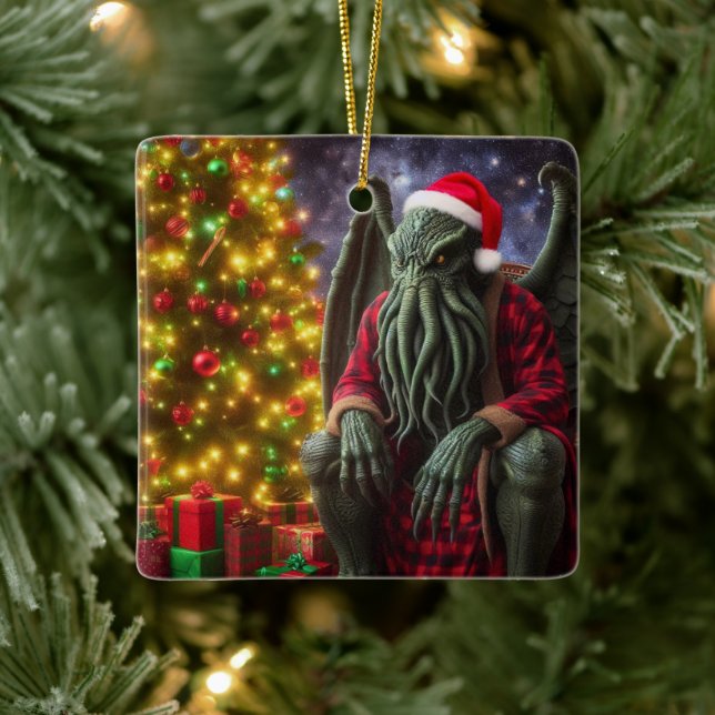 Cthulhu Christmas Creepmas Merry Cthulhumas Ceramic Ornament (Tree)