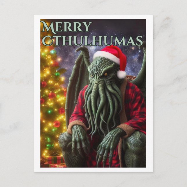 Cthulhu Christmas Creepmas Merry Cthulhumas Holiday Postcard (Front)