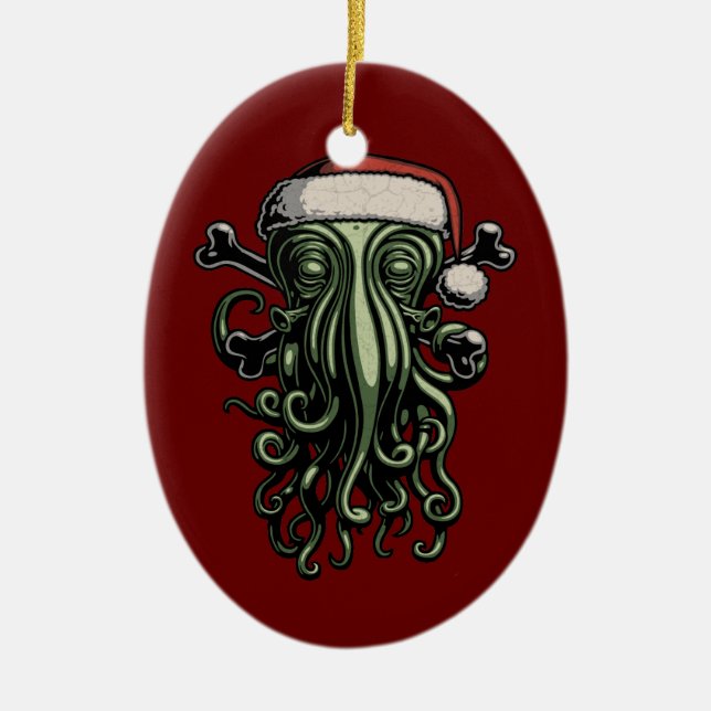 Cthulhu Claus Ceramic Ornament (Front)