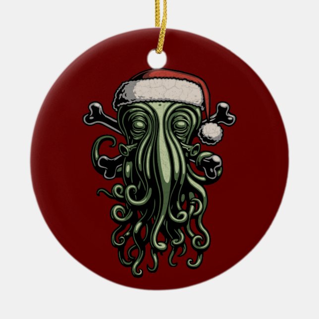 Cthulhu Claus Ceramic Tree Decoration (Front)