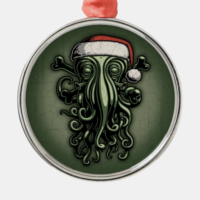 Cthulhu Claus Metal Tree Decoration (Front)