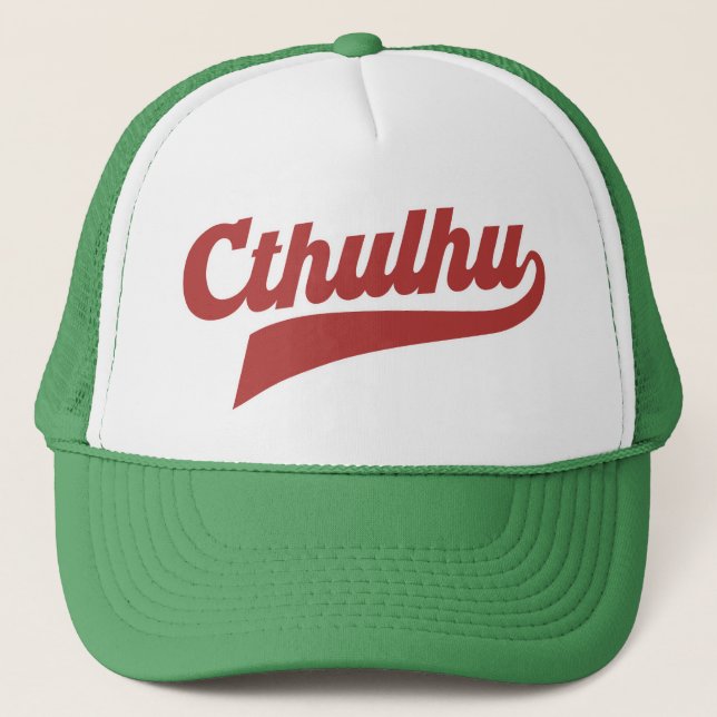 Cthulhu League Script – Vintage Eldritch Lettering Trucker Hat (Front)