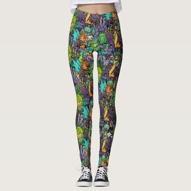 Cthulhu Lovecraft Mythos Chibi Bestiary Leggings (Front)