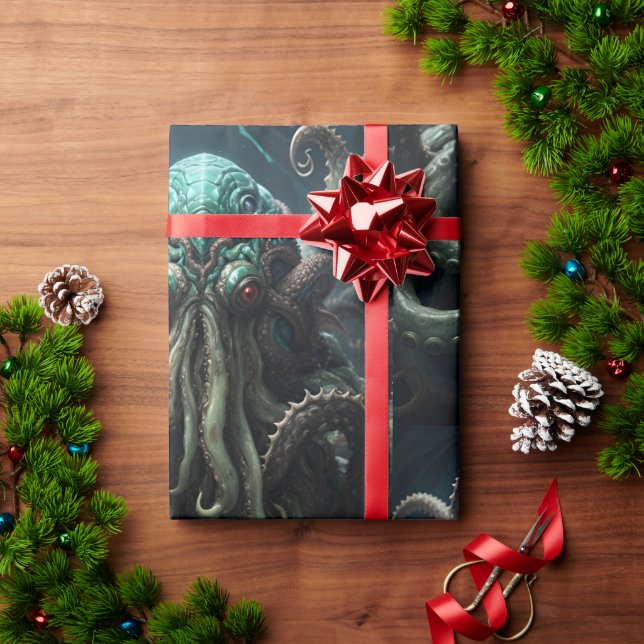 Cthulhu Lovecraft Octopus Scary Horror Wrapping Paper (Holiday Gift)