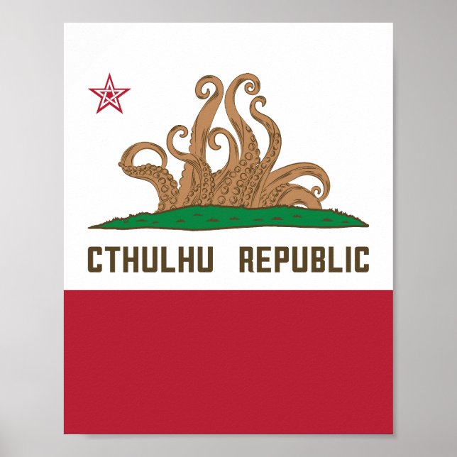 Cthulhu Republic California Flag Lovecraft Poster (Front)