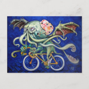 Cthulhu Riding A Bicycle Postcard