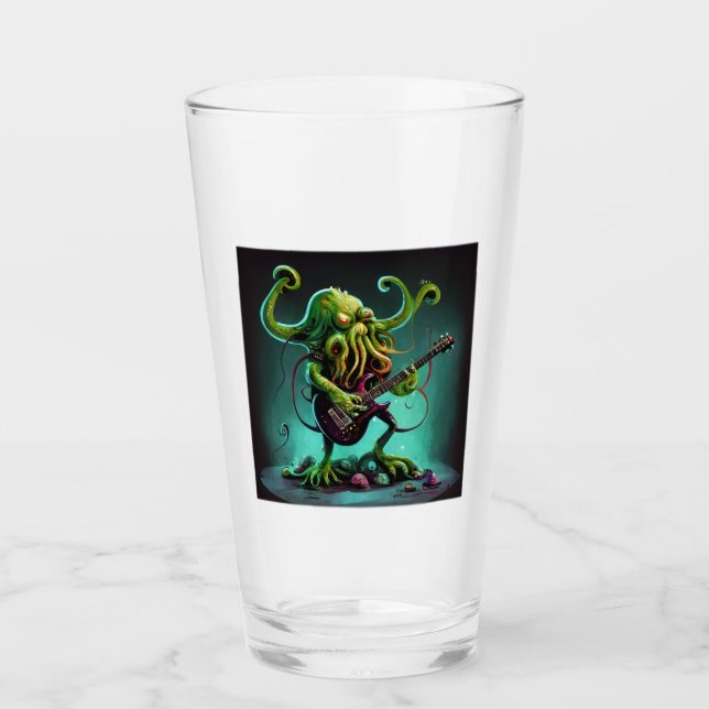 Cthulhu Rock 'n Roll Glass Tumbler  (Front)