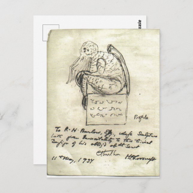 Cthulhu sketch by Lovecraft Postcard (Front/Back)