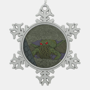 Cthulhu Snowflake Pewter Christmas Ornament