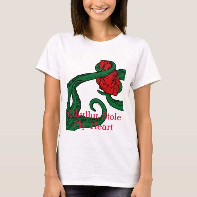 Cthulhu Stole My Heart Ladies T Shirt - Red Text (Front)