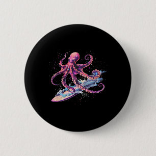 Cthulhu Surfing Octopus Lover Sea Monster Ocean Se 6 Cm Round Badge