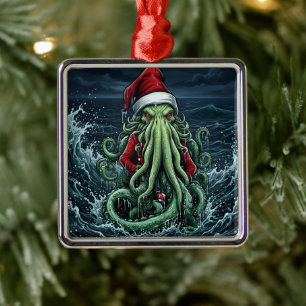 Cthulhu Yuletide Reign Lovecraft Horror Christmas Metal Ornament