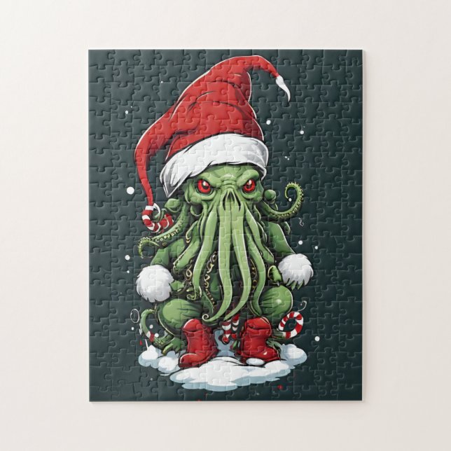 Cthulhu's Yuletide Reign: A Terrifying Christmas Jigsaw Puzzle (Vertical)