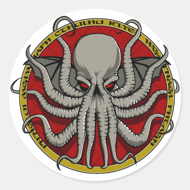 Cthulu Crest Classic Round Sticker (Front)