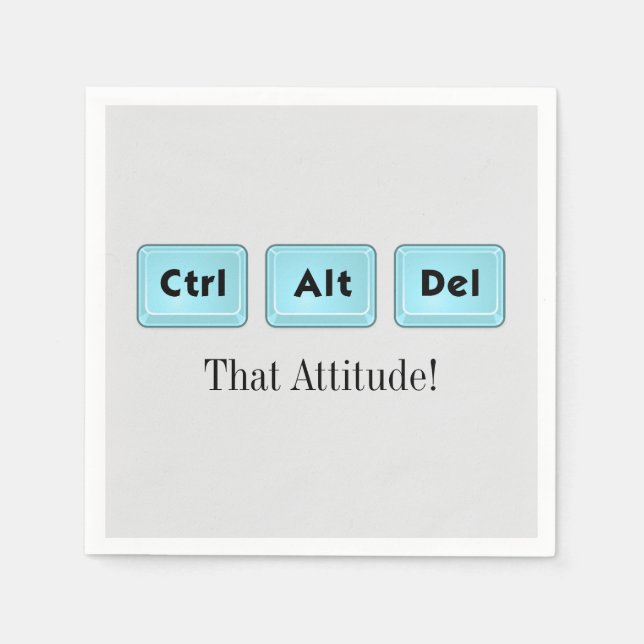 Ctrl Alt Del - Funny Cocktail Napkin  (Front)