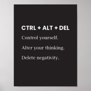 Ctrl Alt Del Motivational inspiration Saying Quote Poster