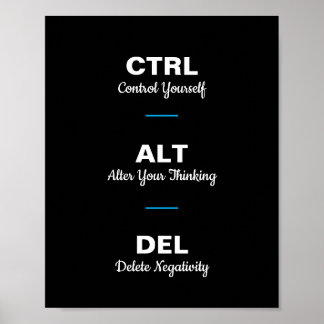 Ctrl Alt Del Motivational Sayings Quote Poster