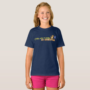 CTRL+ALT+DEL My Homework Funny Tech Cat Kids T-Shirt