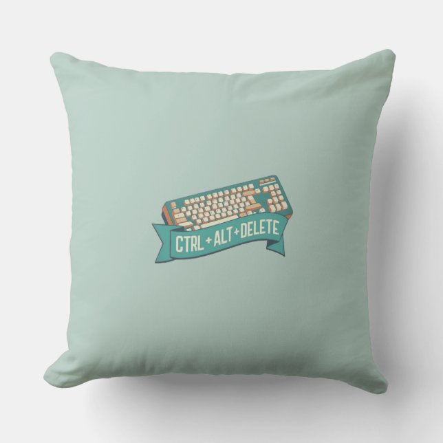 CTRL+ALT+DELETE Computer Tech Humour Throw Pillow (Front)