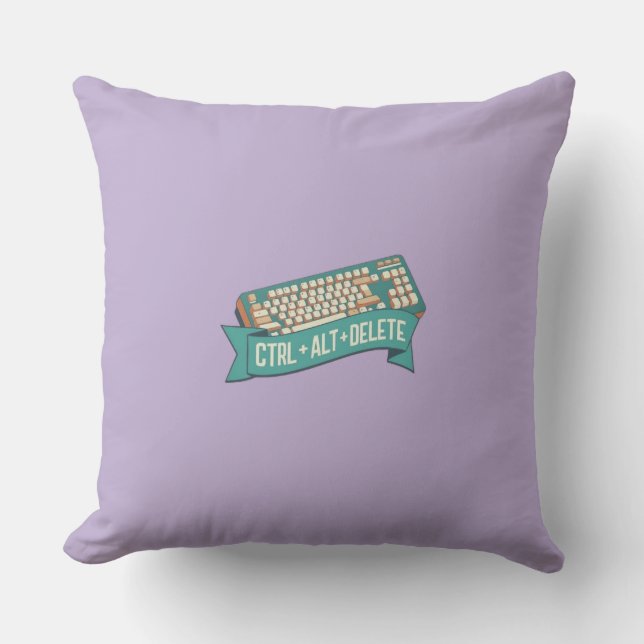 CTRL+ALT+DELETE Computer Tech Humour Throw Pillow (Front)