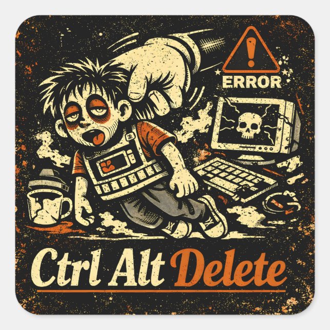 Ctrl Alt Delete – Reboot Life Tech Humor Square Sticker (Front)