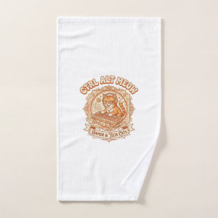 Ctrl Alt Meow Cat Gamer Tech Vintage Vector Art Sh Hand Towel
