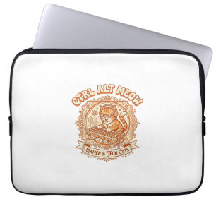 Ctrl Alt Meow Cat Gamer Tech Vintage Vector Art Sh Laptop Sleeve