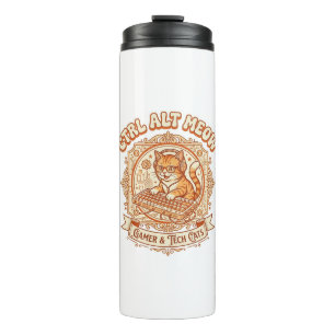 Ctrl Alt Meow Cat Gamer Tech Vintage Vector Art Sh Thermal Tumbler