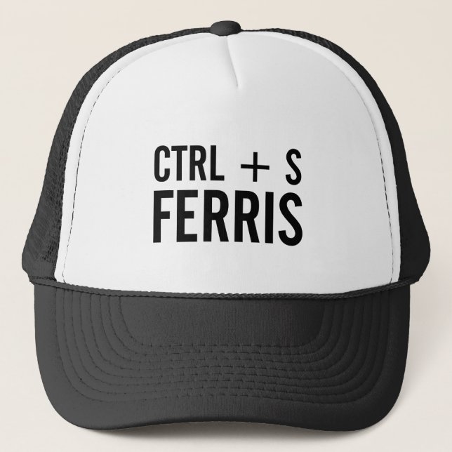 CTRL + S (Save) Ferris Keyboard Shortcut Pun Trucker Hat (Front)