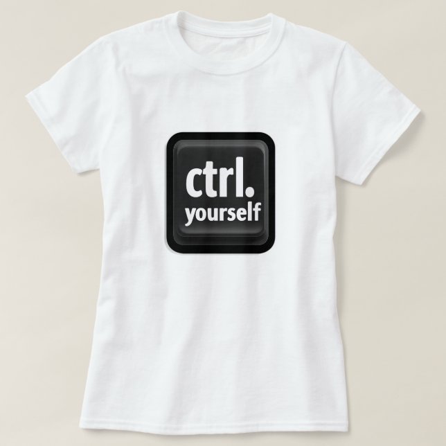“Ctrl Yourself” Key Illustration – Minimalist Moti T-Shirt (Design Front)