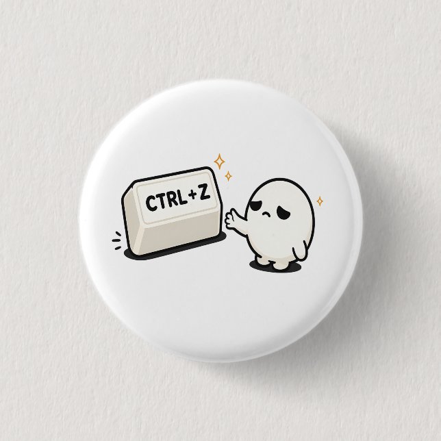 Ctrl Z Undo Mistakes - Funny Tech Cute Character 3 Cm Round Badge (Front)
