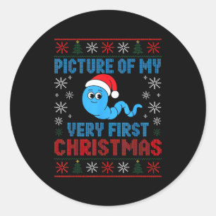 Cture Of My Very First Christmas Joke Funny Xmas H Classic Round Sticker