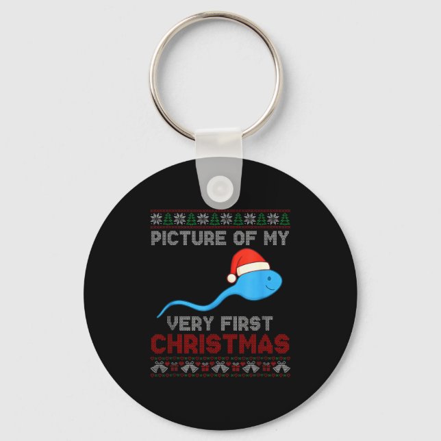 Cture Of My Very First Christmas Joke Funny Xmas  Key Ring (Front)