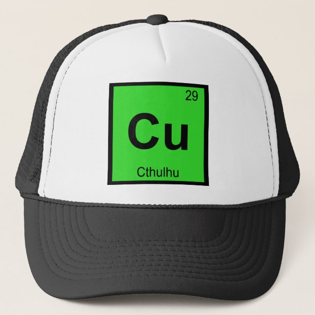 Cu - Cthulhu Chemistry Periodic Table Symbol Trucker Hat (Front)