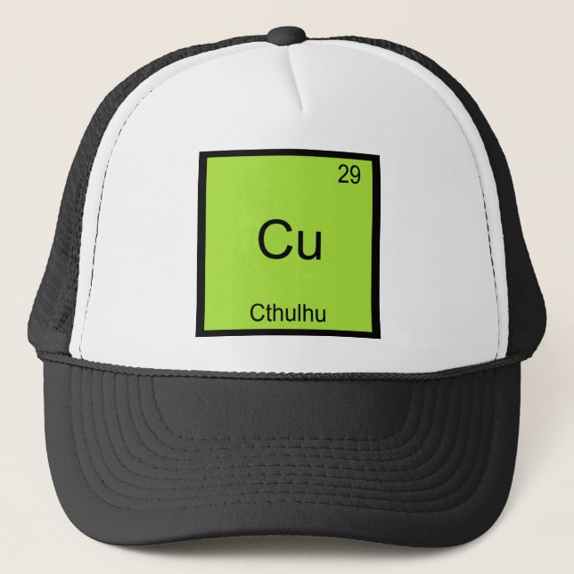 Cu - Cthulhu Funny Chemistry Element Symbol Tee Trucker Hat (Front)