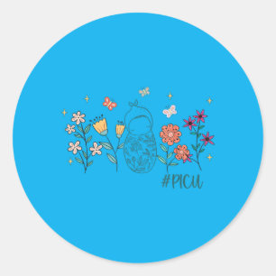 Cu Cute Baby Flowers Cu Nurse Funny Classic Round Sticker