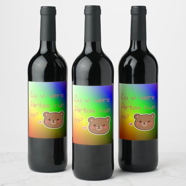 Ĉu vi vere flirtas kun mi? wine label (Bottles)